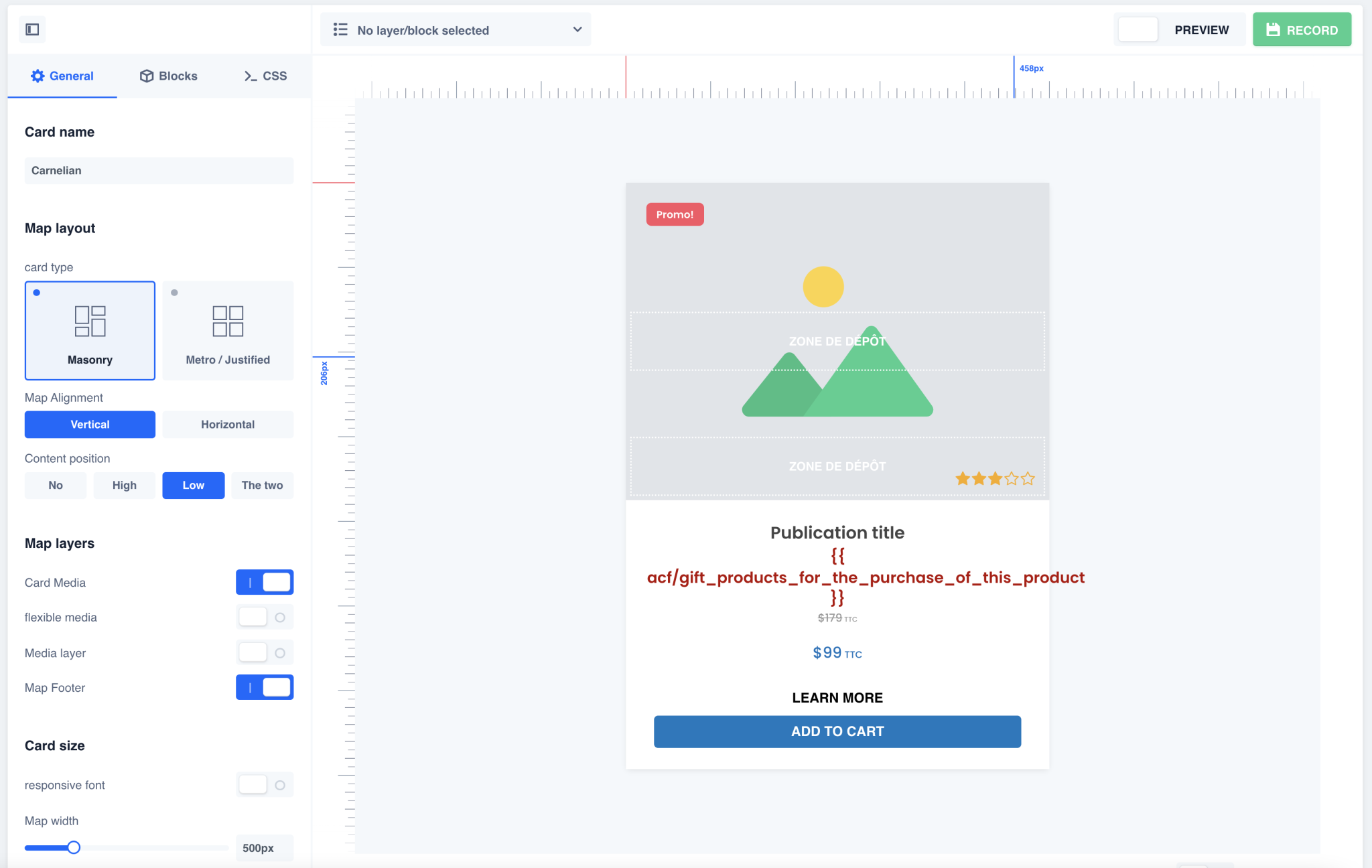 Overview of a card created with WP Grid Builder.