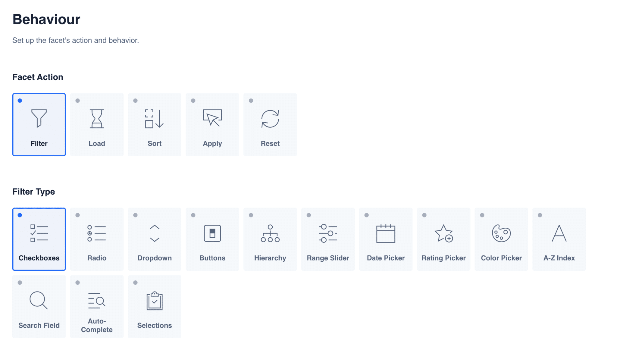 Facets on WP Grid Builder.