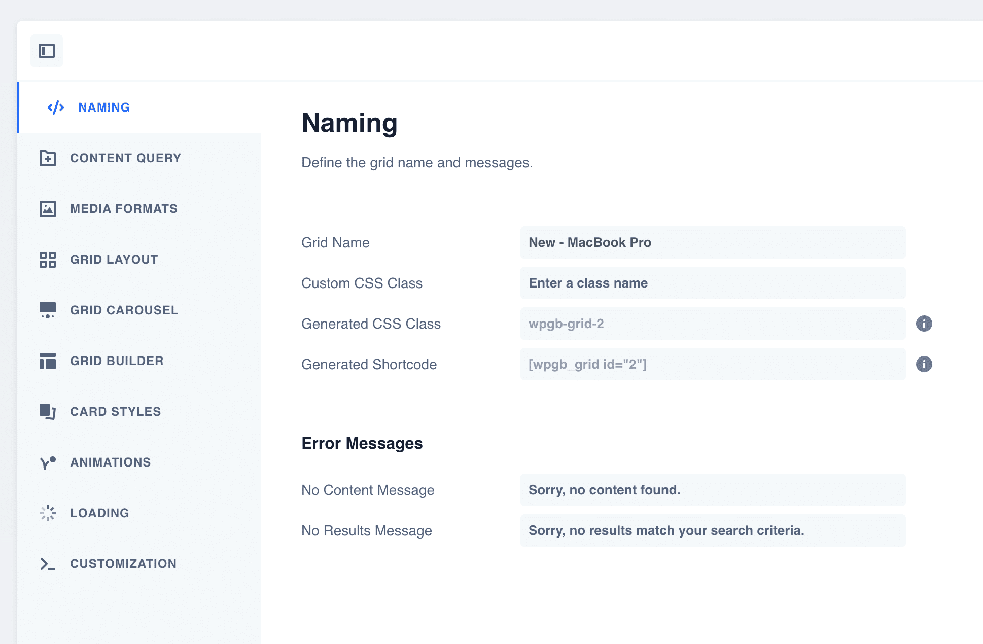 Shortcode generated by WP Grid Builder on WordPress.
