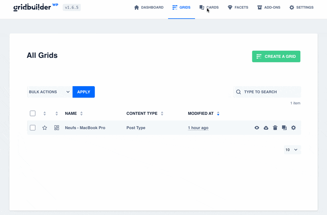 WP Grid Builder user interface.