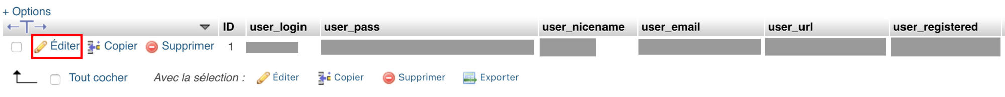 Éditer phpMyAdmin.