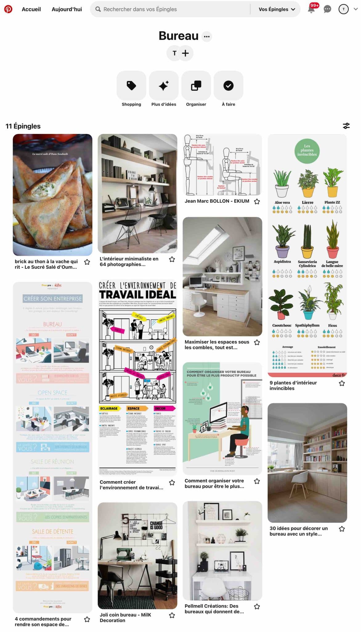 Un exemple de tableau que l'on peut trouver sur Pinterest.