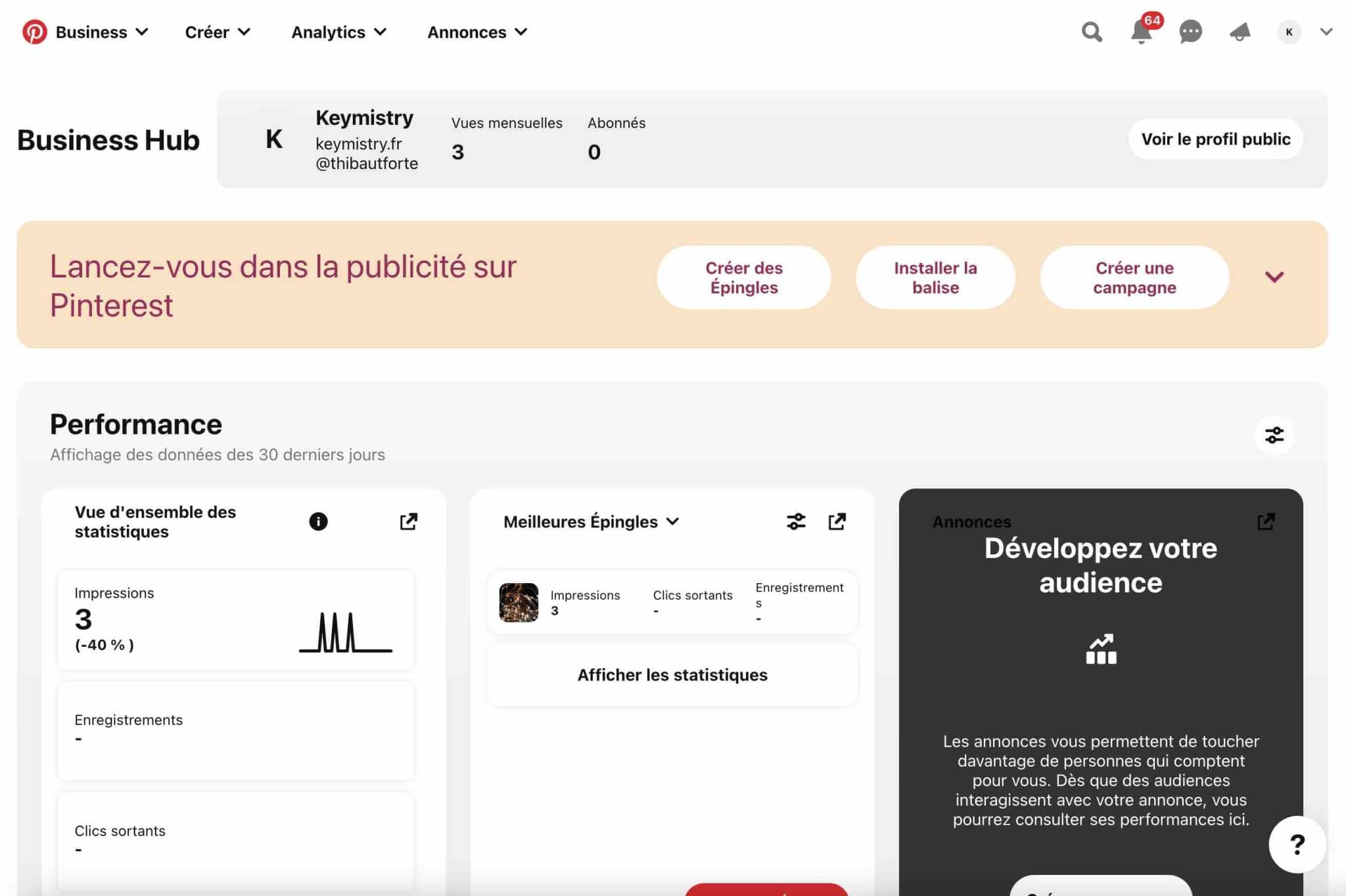 Le Business Hub de Pinterest.