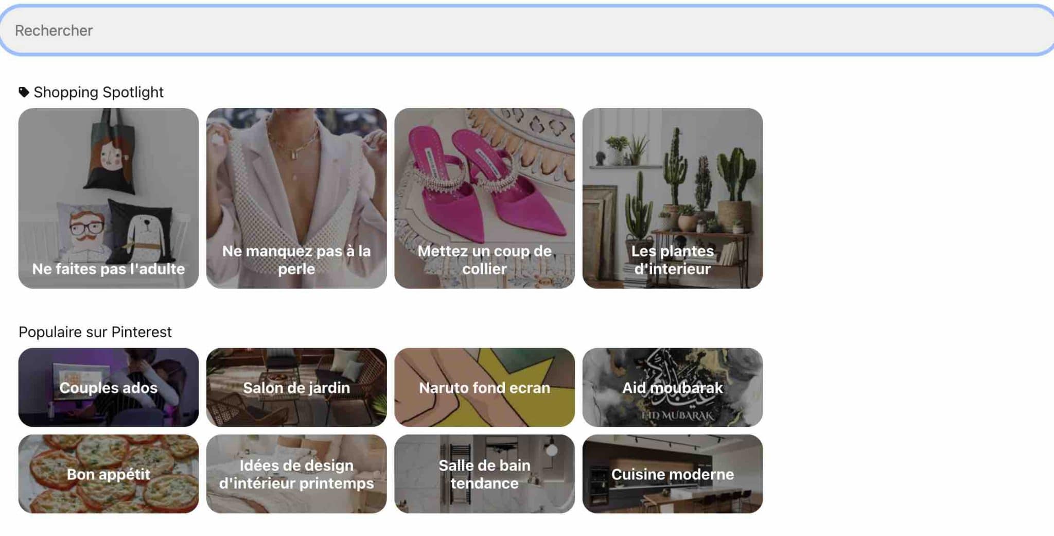 Quelques tendances proposées par Pinterest.