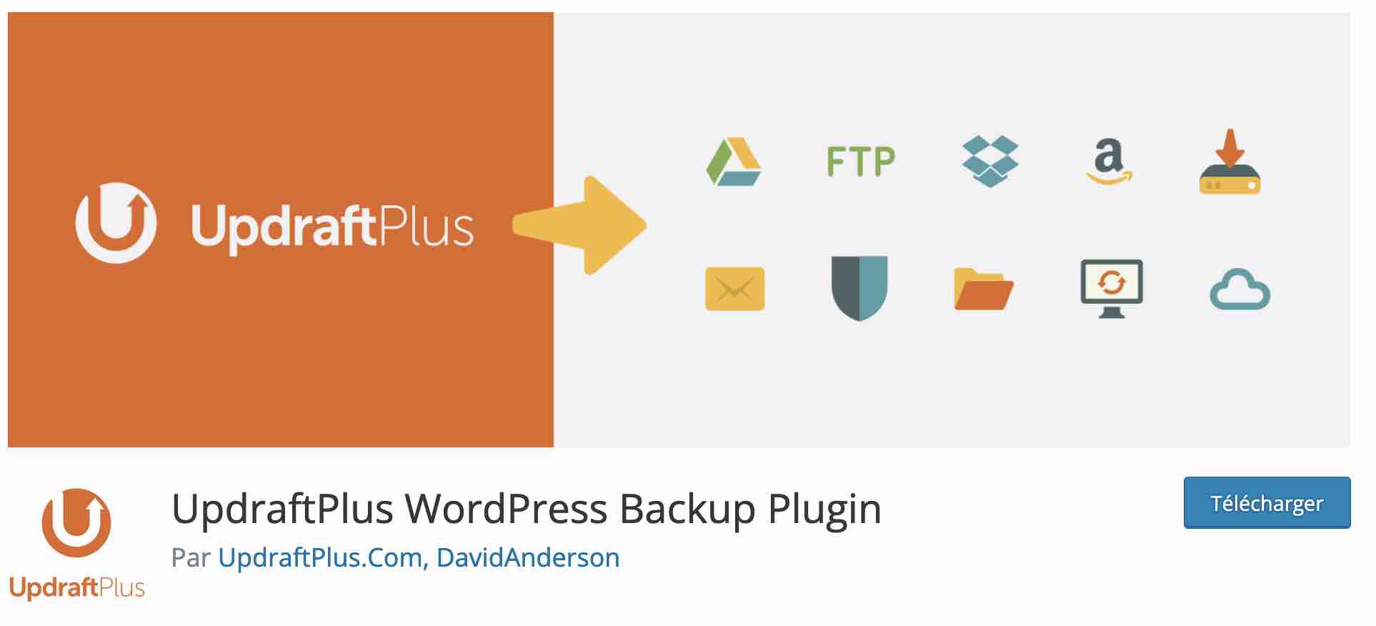 L'extension de sauvegarde UpdraftPlus.