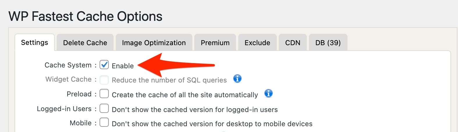 WP Fastest Cache allows to enable a cache system.