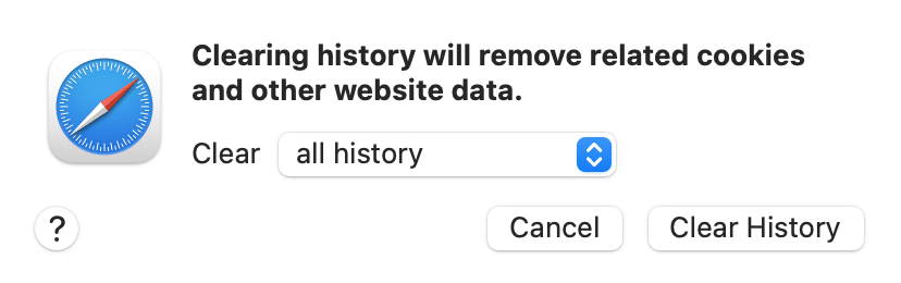 Clear all history on Safari.