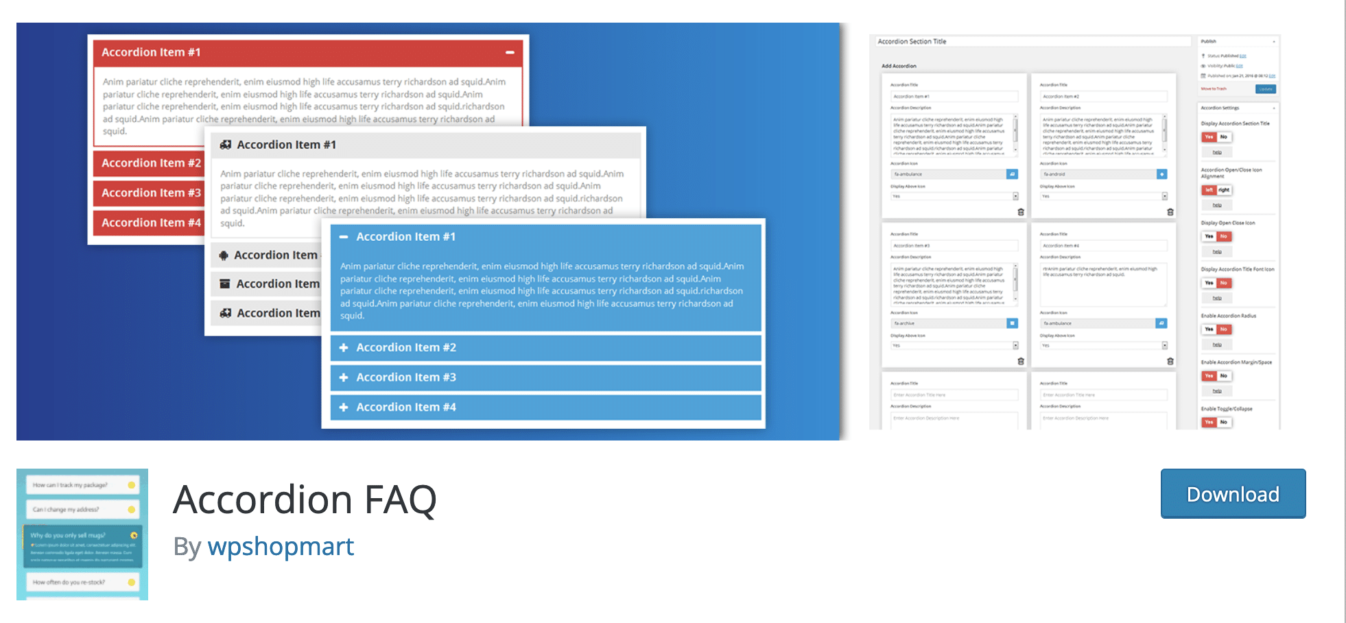 Accordion FAQ is FAQ plugin on WordPress.