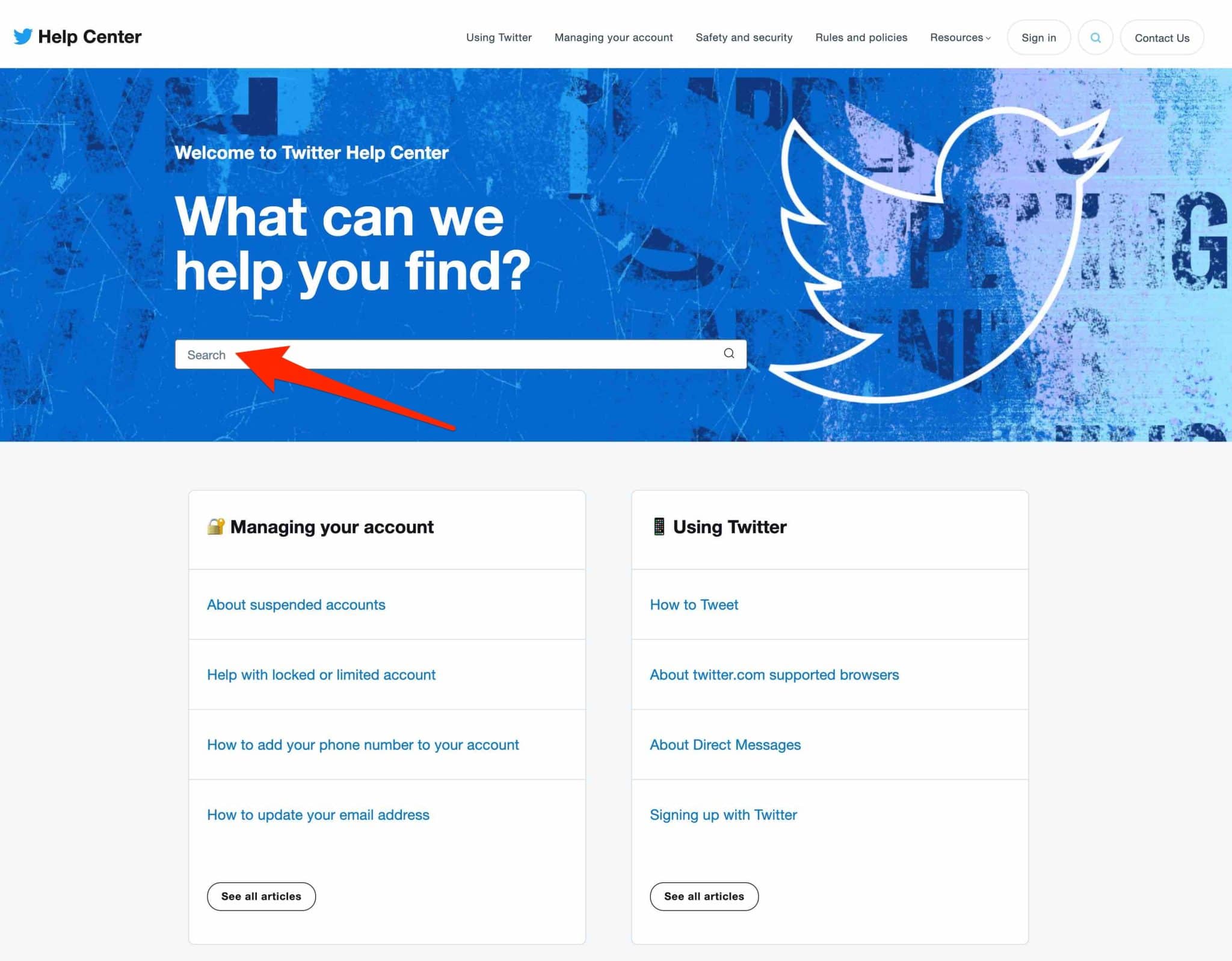 FAQ page on Twitter.