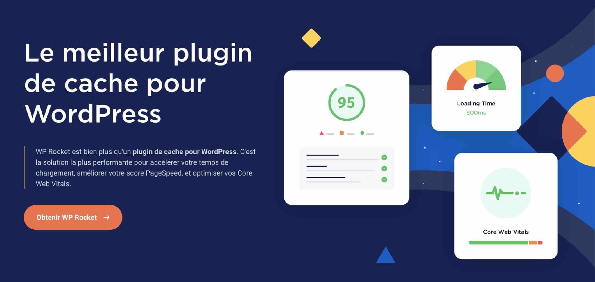 La page d'accueil de l'extension de cache WordPress WP Rocket.