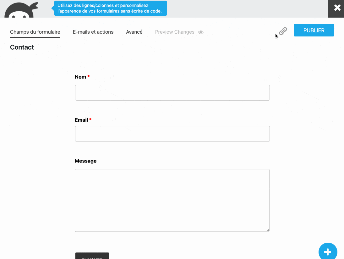 Ninja Forms permet de partager un formulaire via un lien public.