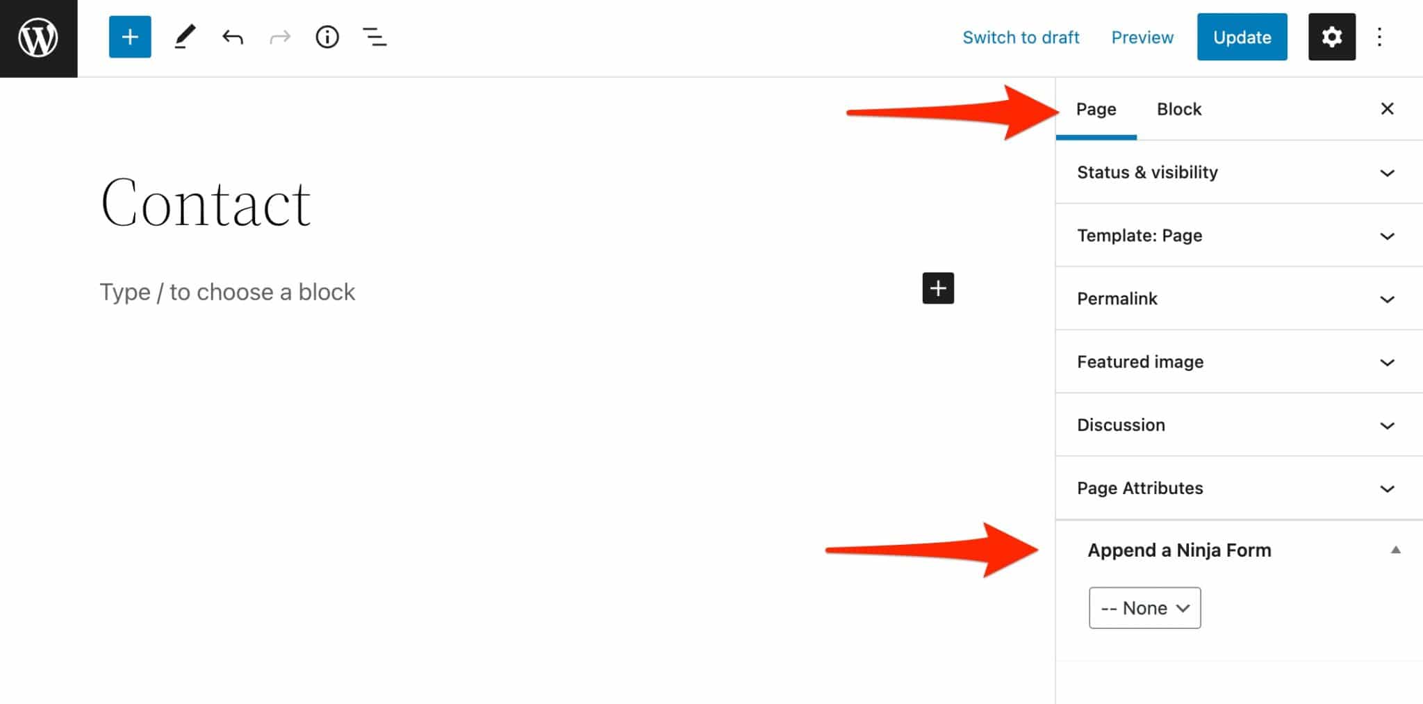 Ninja Forms offers an option to integrate a form directly to your page on WordPress.