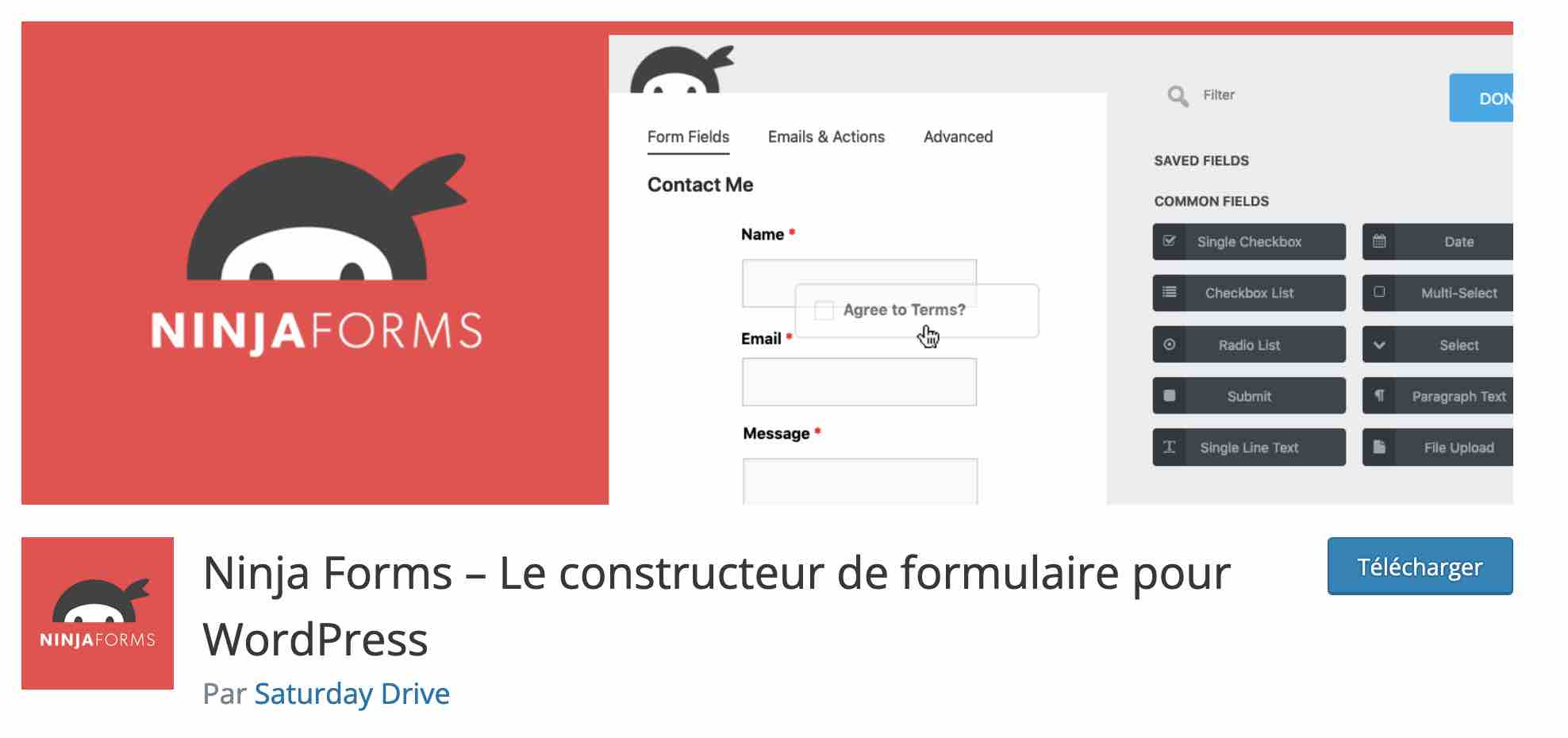 Ninja Forms est un plugin de formulaire WordPress.