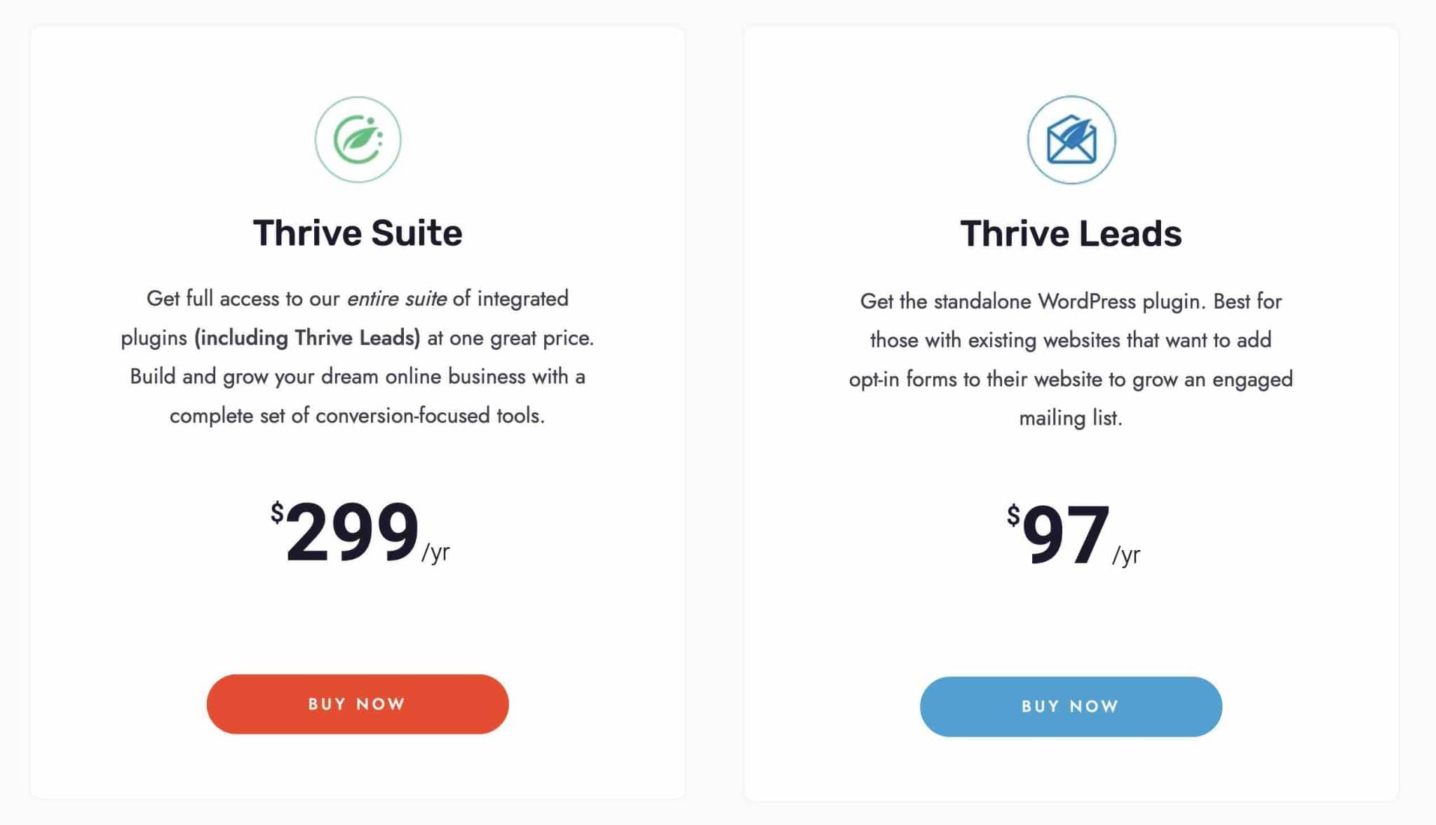Tarifs de Thrive Leads.