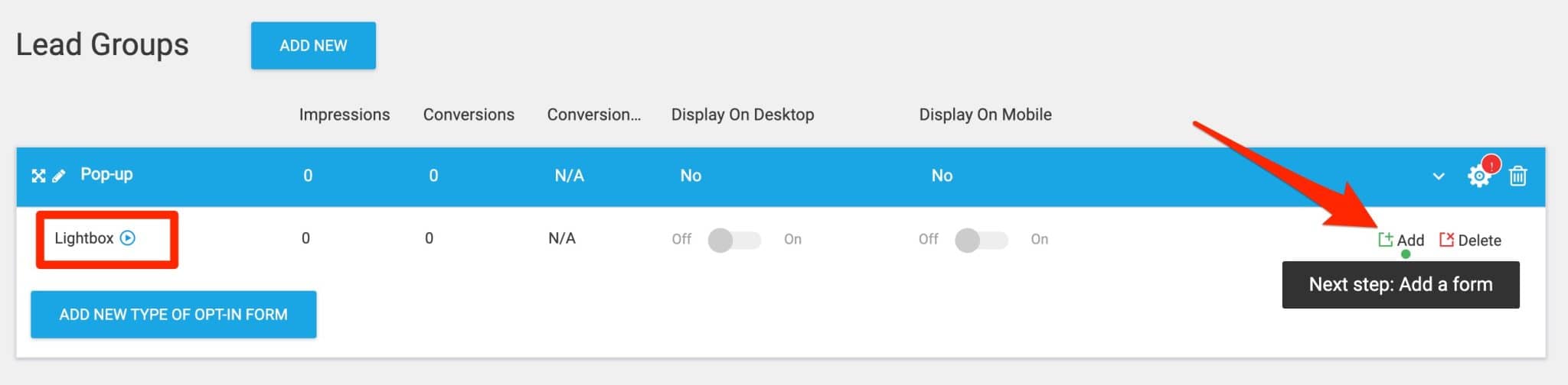 Add a lightbox on Thrive Leads.