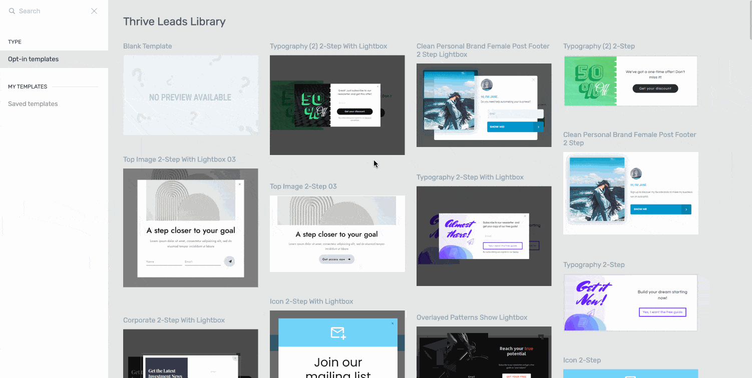 Thrive Leads templates.