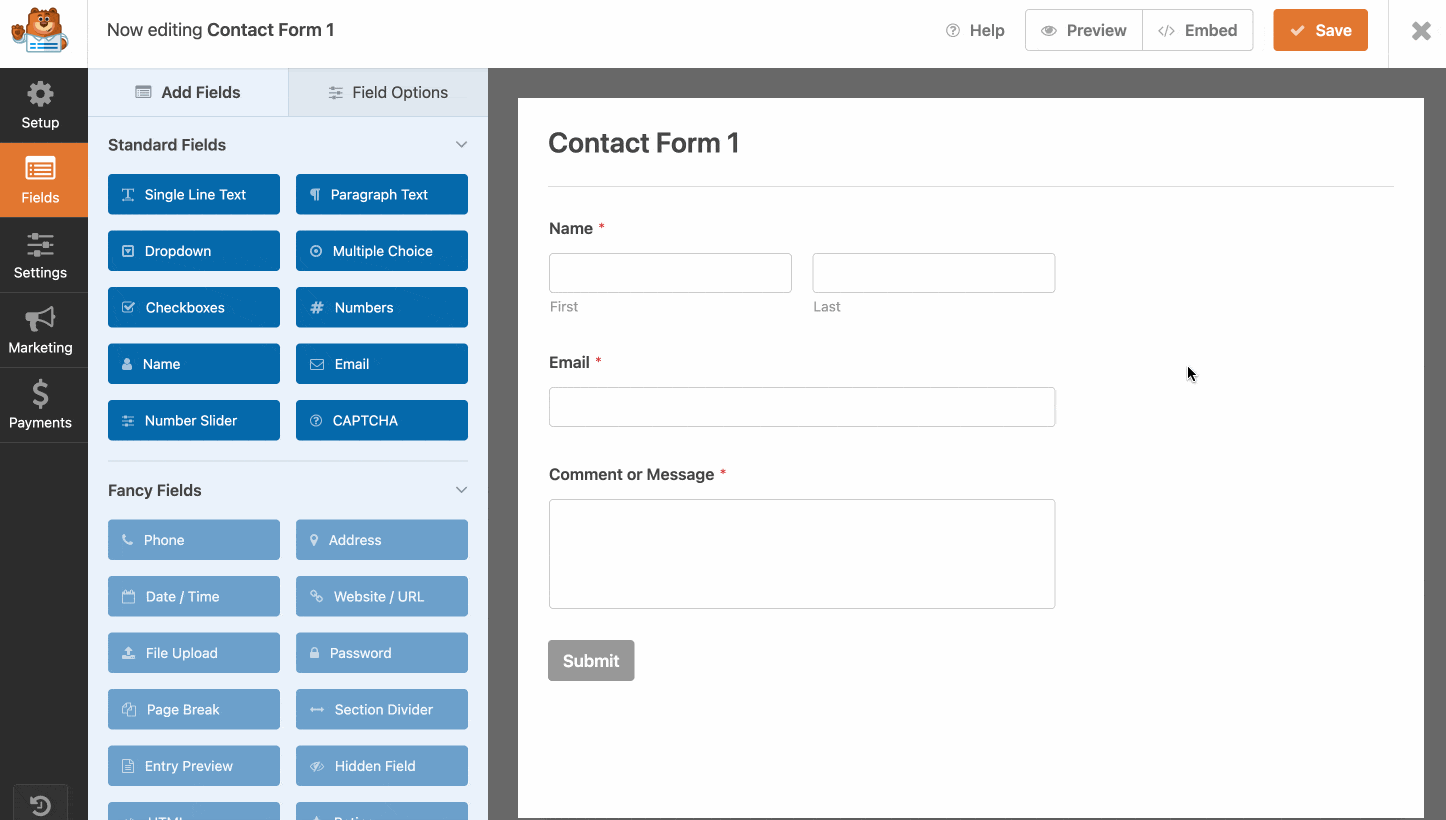 Drag and drop on WPForms.