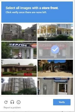 Captcha avec des images à sélectionner.