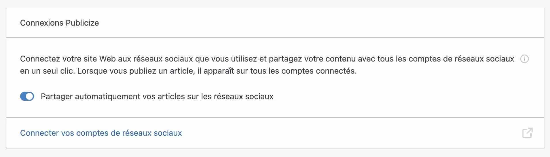 Jetpack dispose d'un module pour partager vos contenus à l'aide de vos réseaux sociaux.