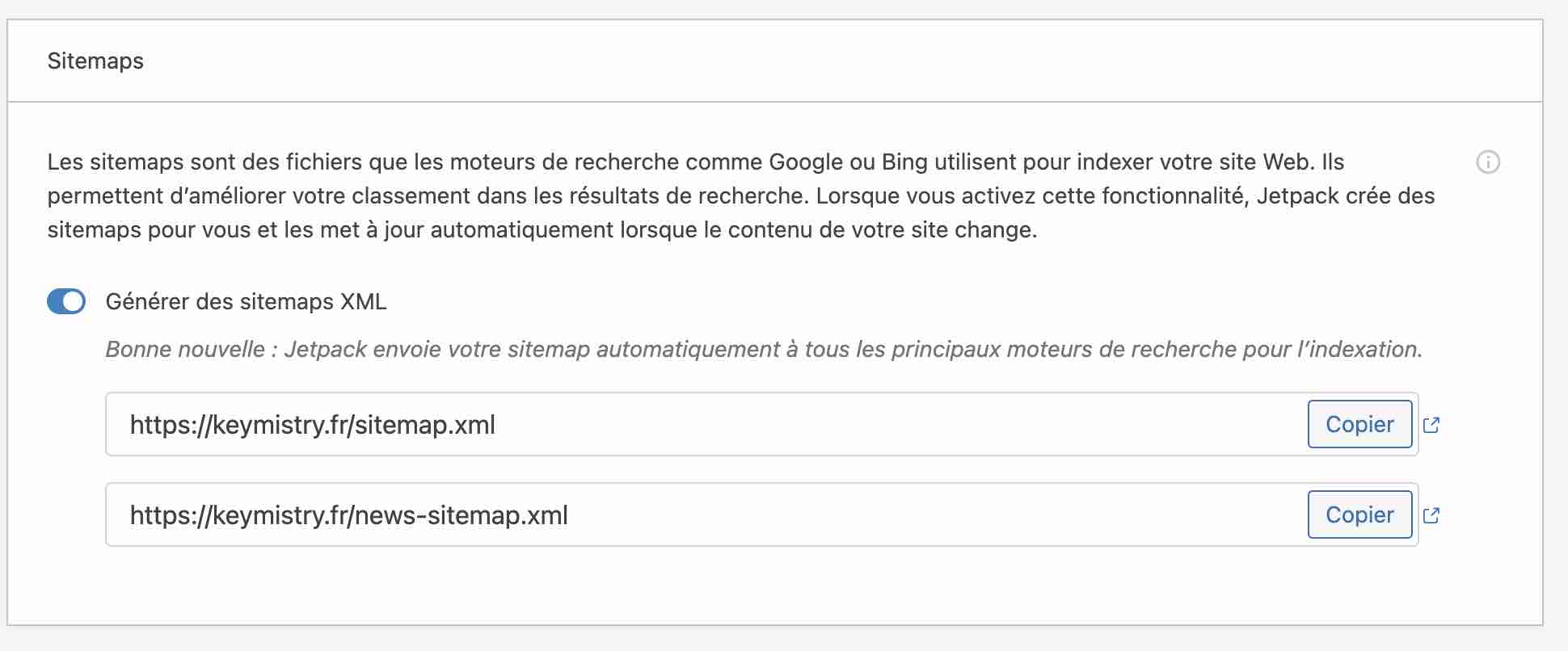 Le module Sitemaps de Jetpack sur WordPress.