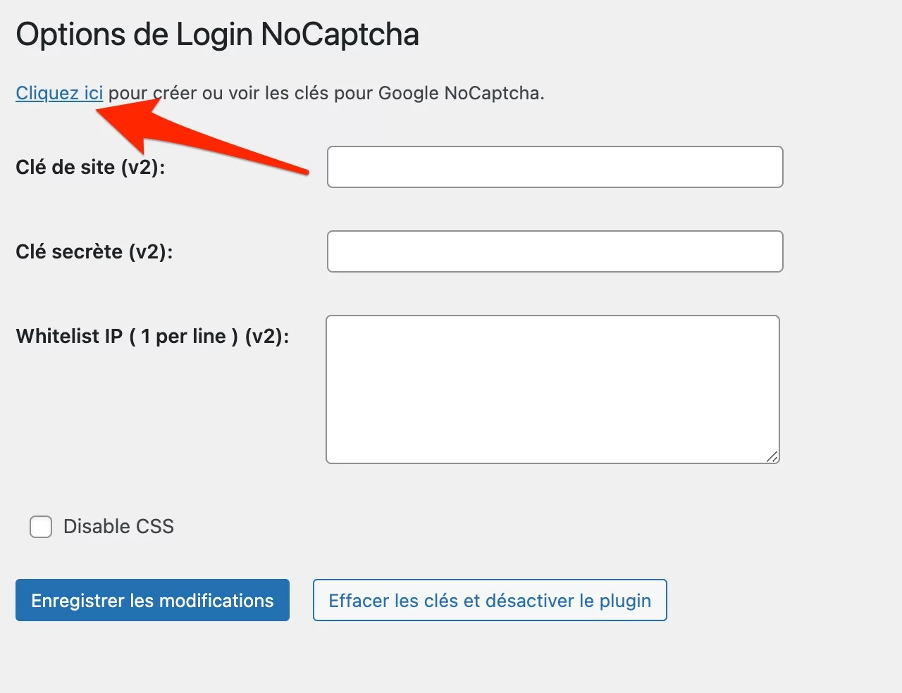 Le plugin WordPress Login NoCaptcha.