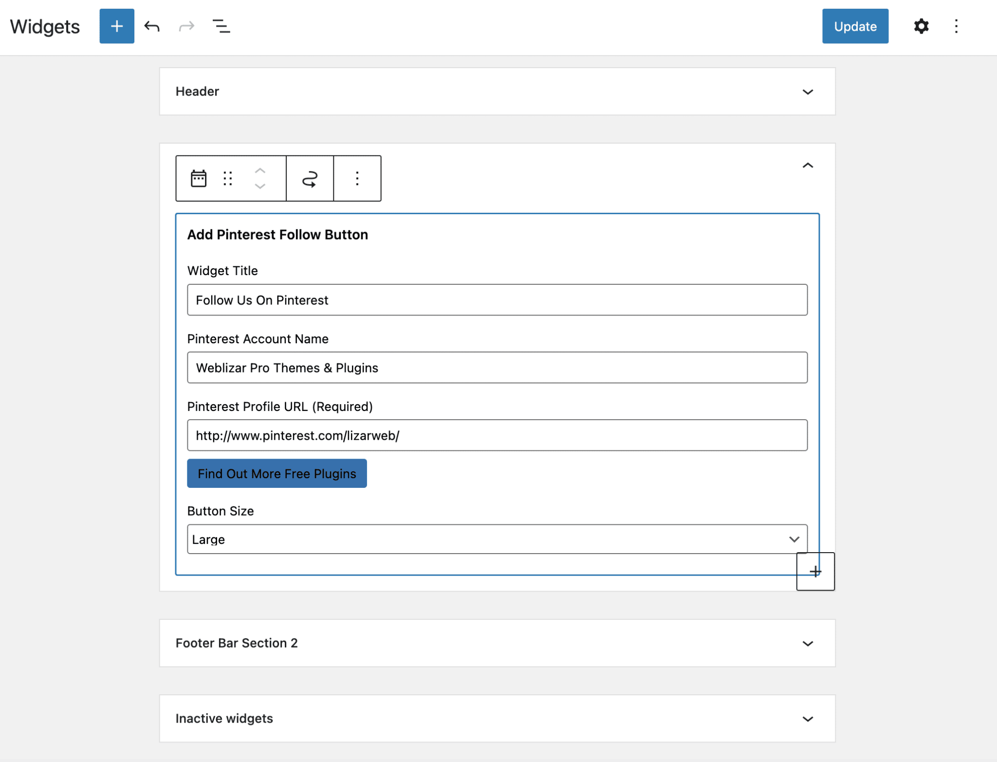 How to add a Pinterest Follow Button in a widget area on WordPress.