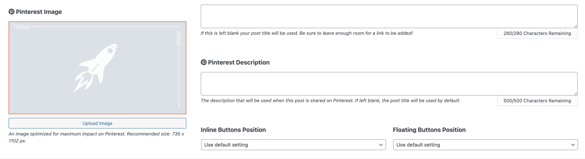 Social Rocket allows to add optimized descriptions to your images on Pinterest.