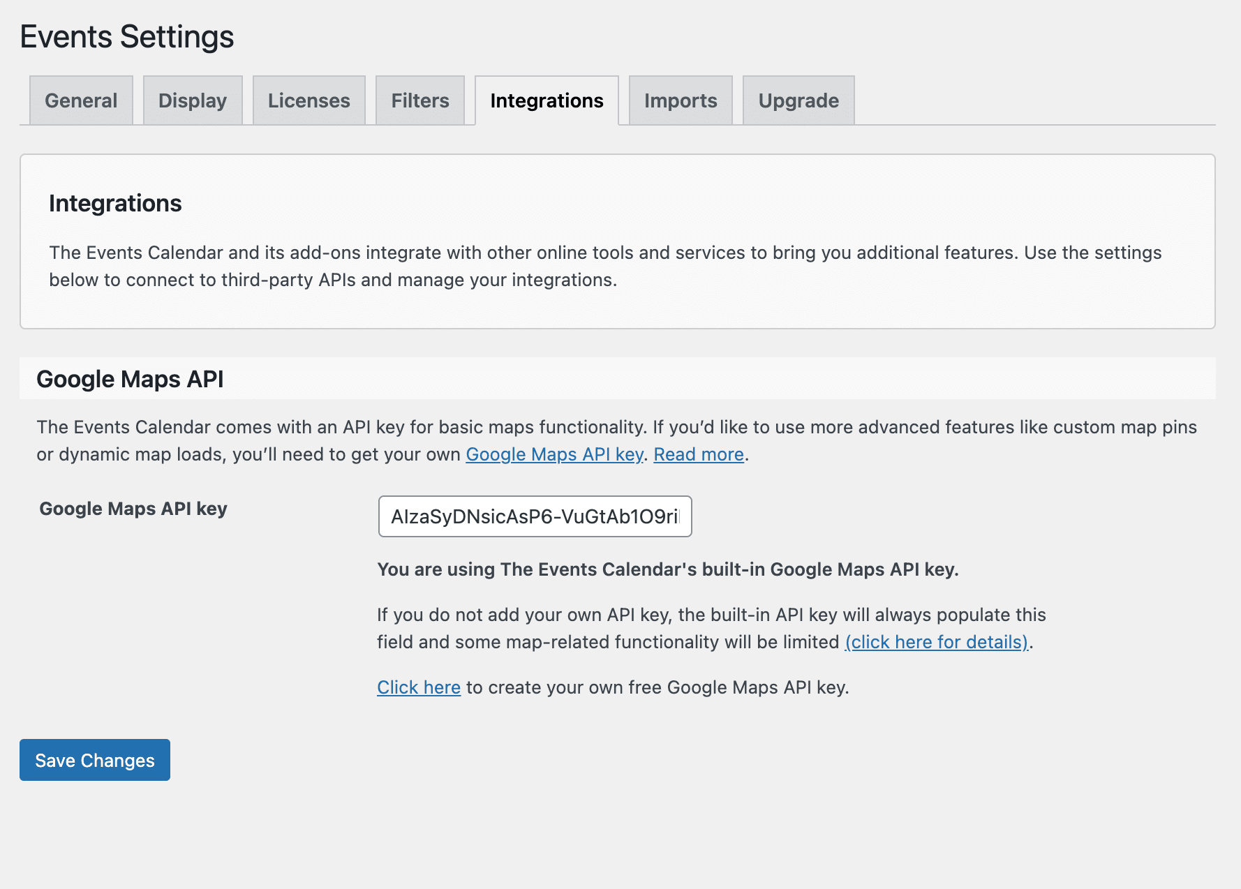 The Events Calendar plugin allows to intagrate your events to Google Maps.