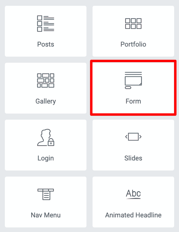 The "Form" widget on Elementor.