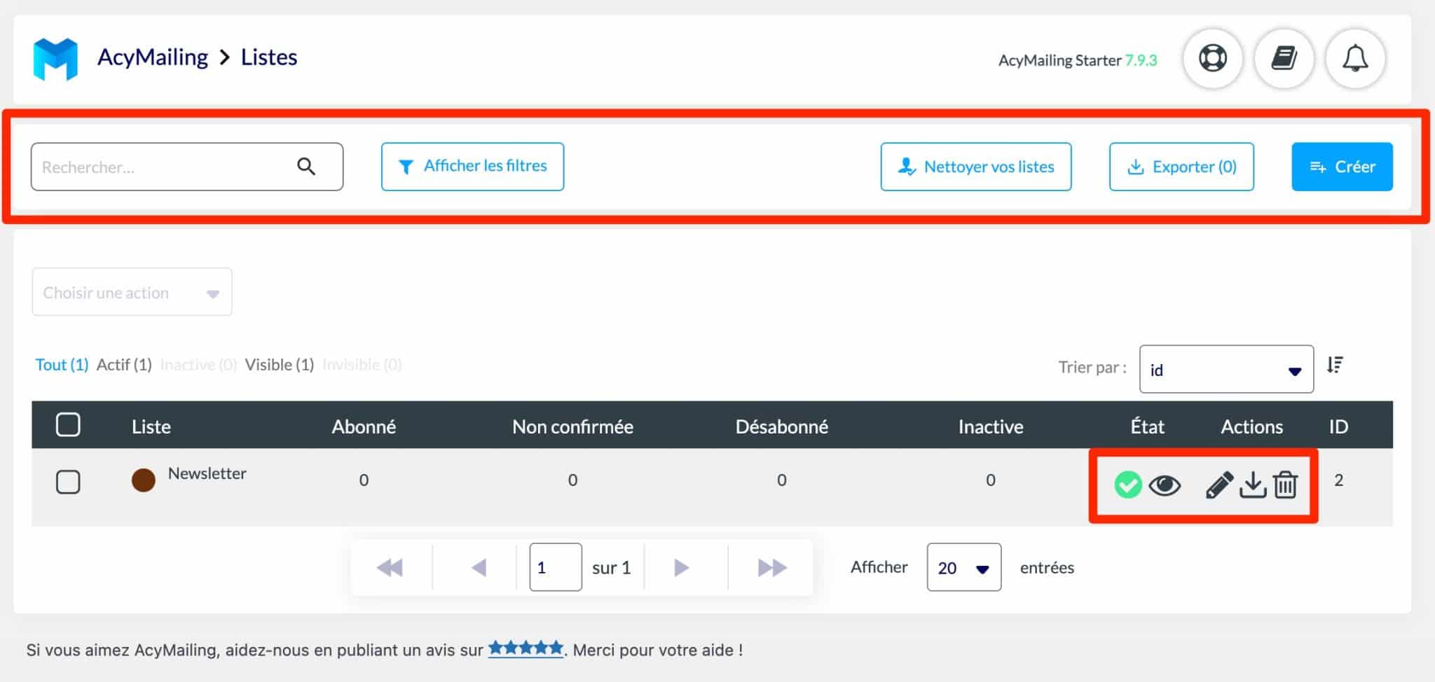 Les listes créées avec AcyMailing peuvent être facilement éditées.