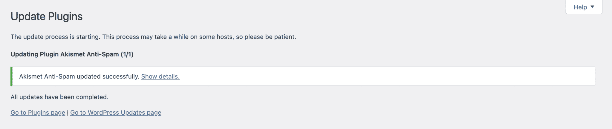 Update of plugin is complete.