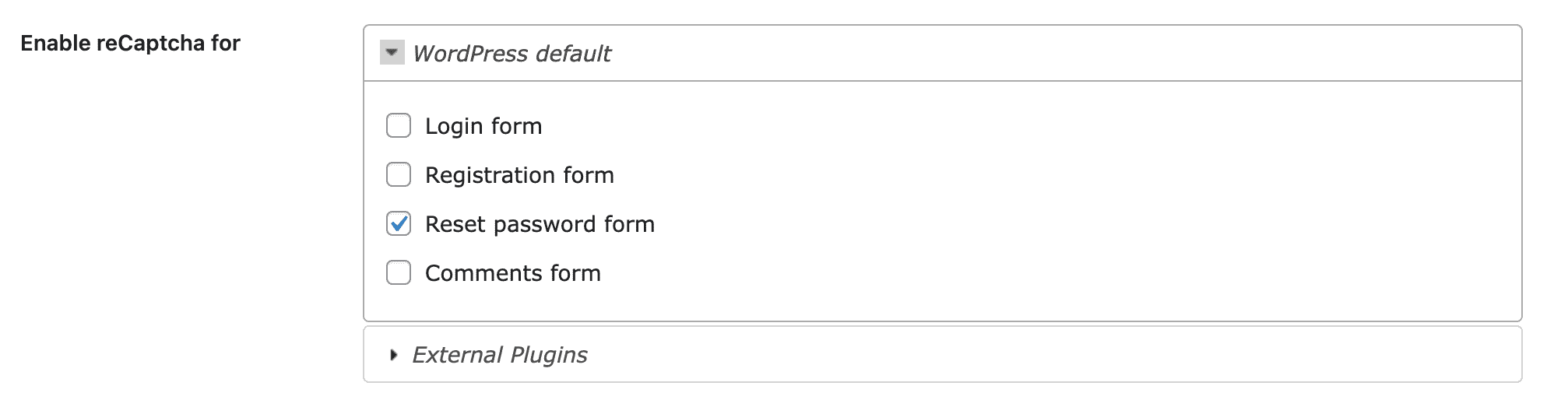 reCaptcha by BestWebSoft can be activated on different forms.