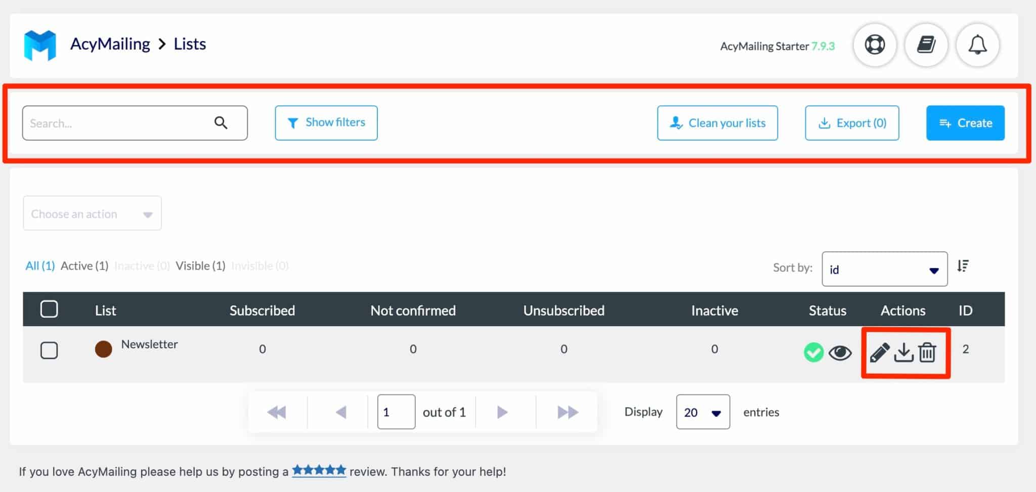 Lists created with AcyMailing can be easily modified.