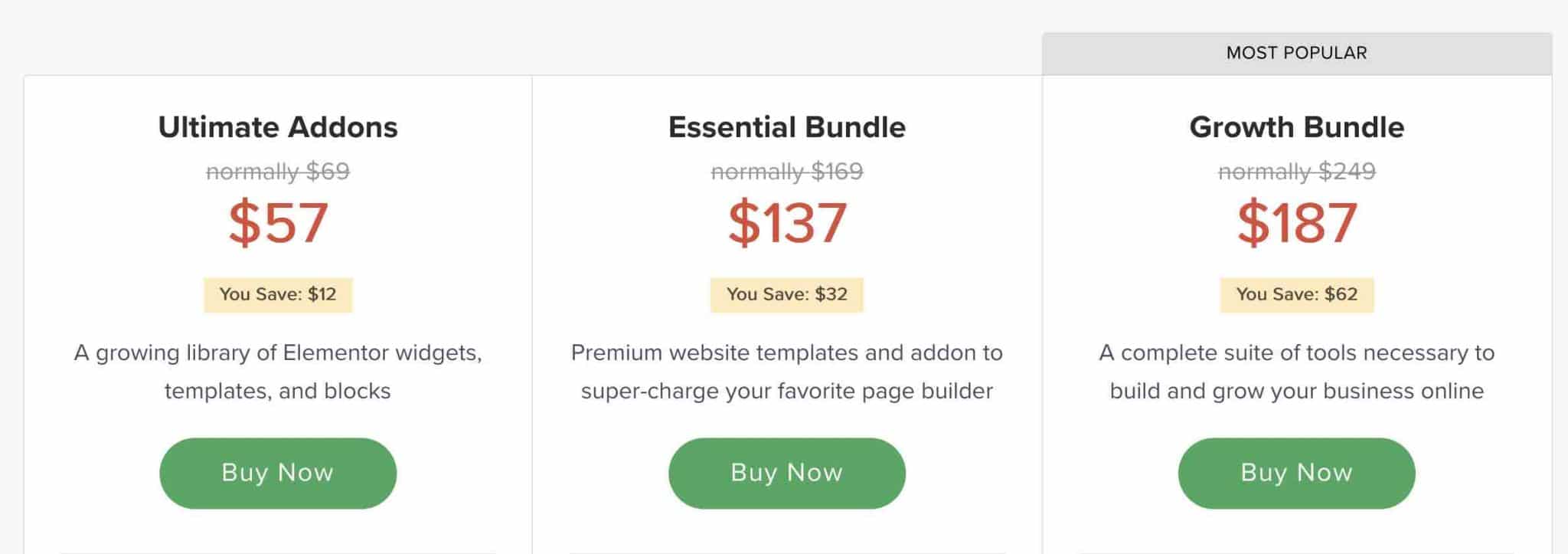 Tarifs d'Ultimate Addons for Elementor.