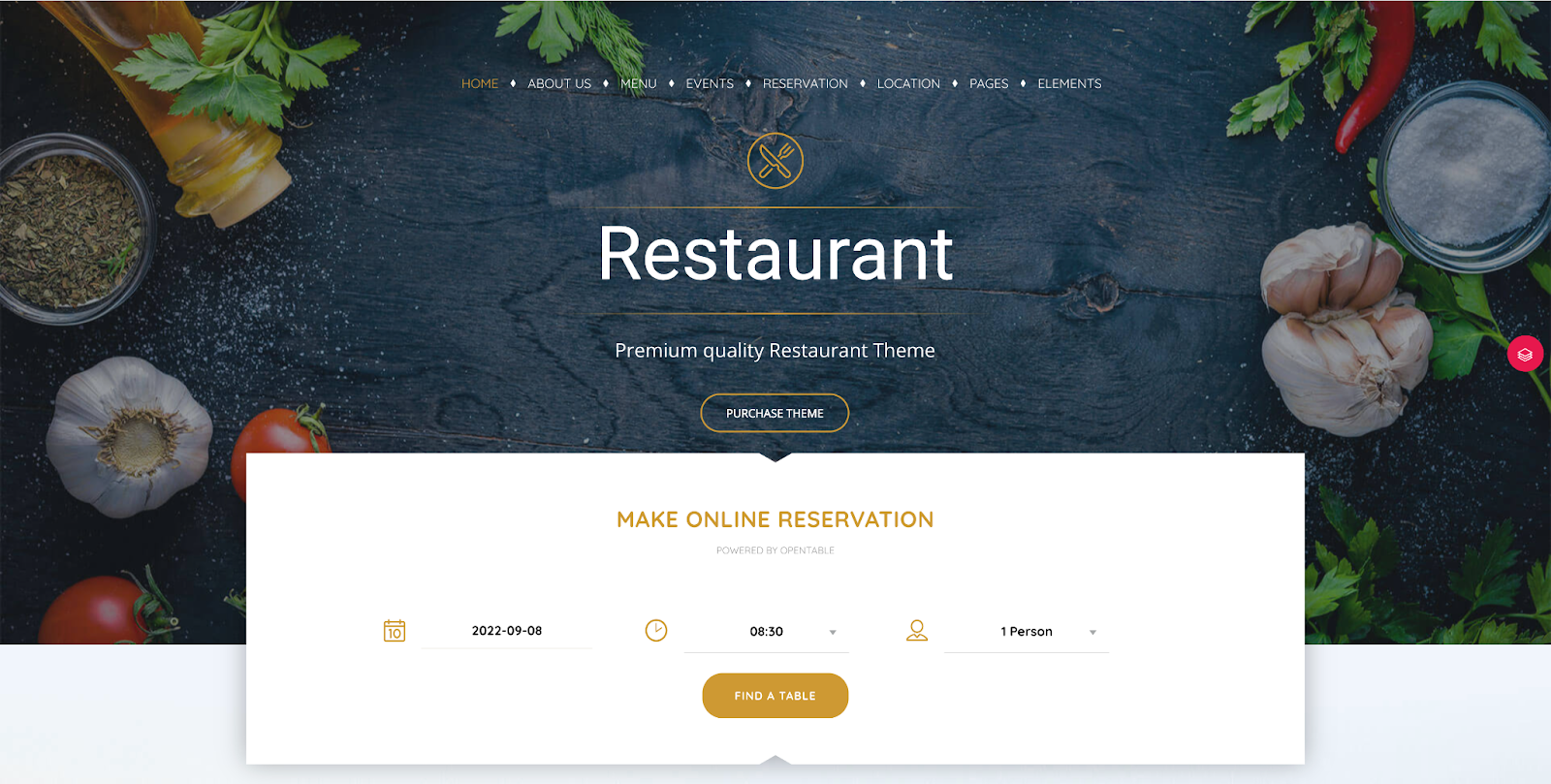 Le thème WordPress de restaurant Pearl.
