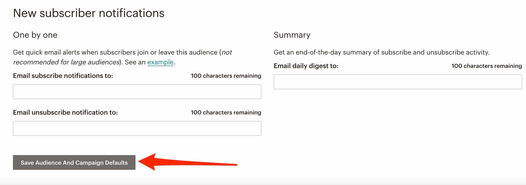 Notifications for new subscribers on Mailchimp.