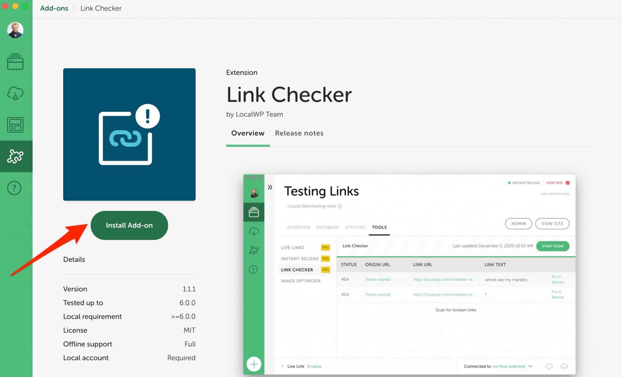 L'add-on Link Checker permet de tester des liens.