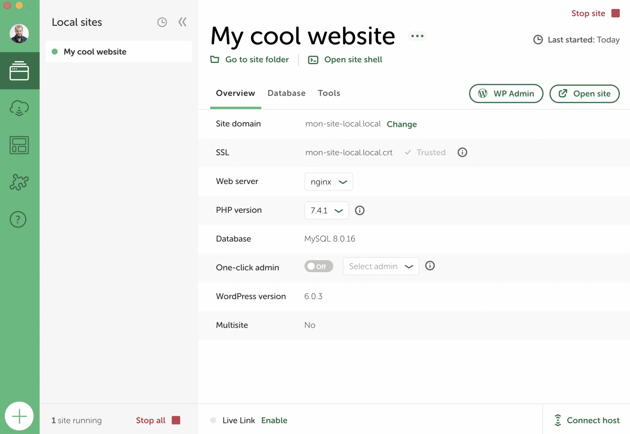 The Local by Flywheel interface.