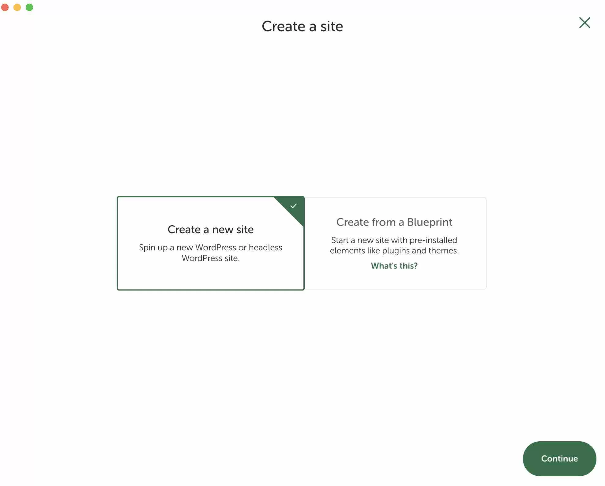 Local permet de créer un site local en partant de zéro ou à partir d'un Blueprint (modèle).