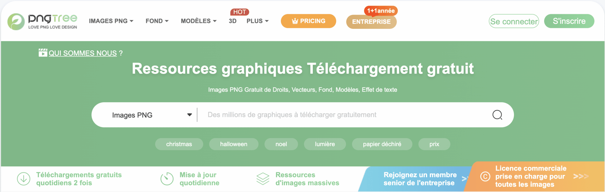 PNGTree est un outil de webdesign pour les créateurs de sites.