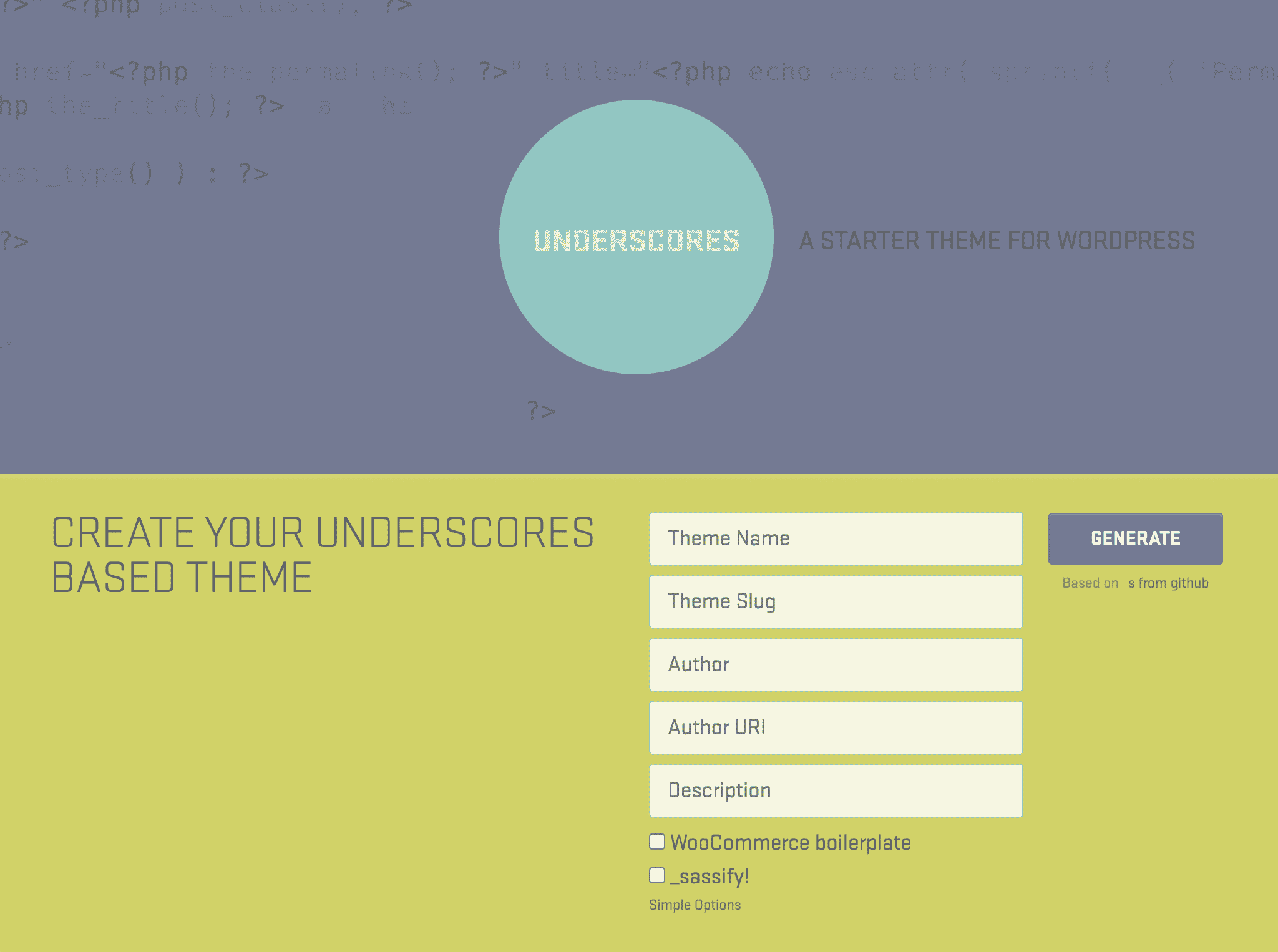 Le thème Underscores.