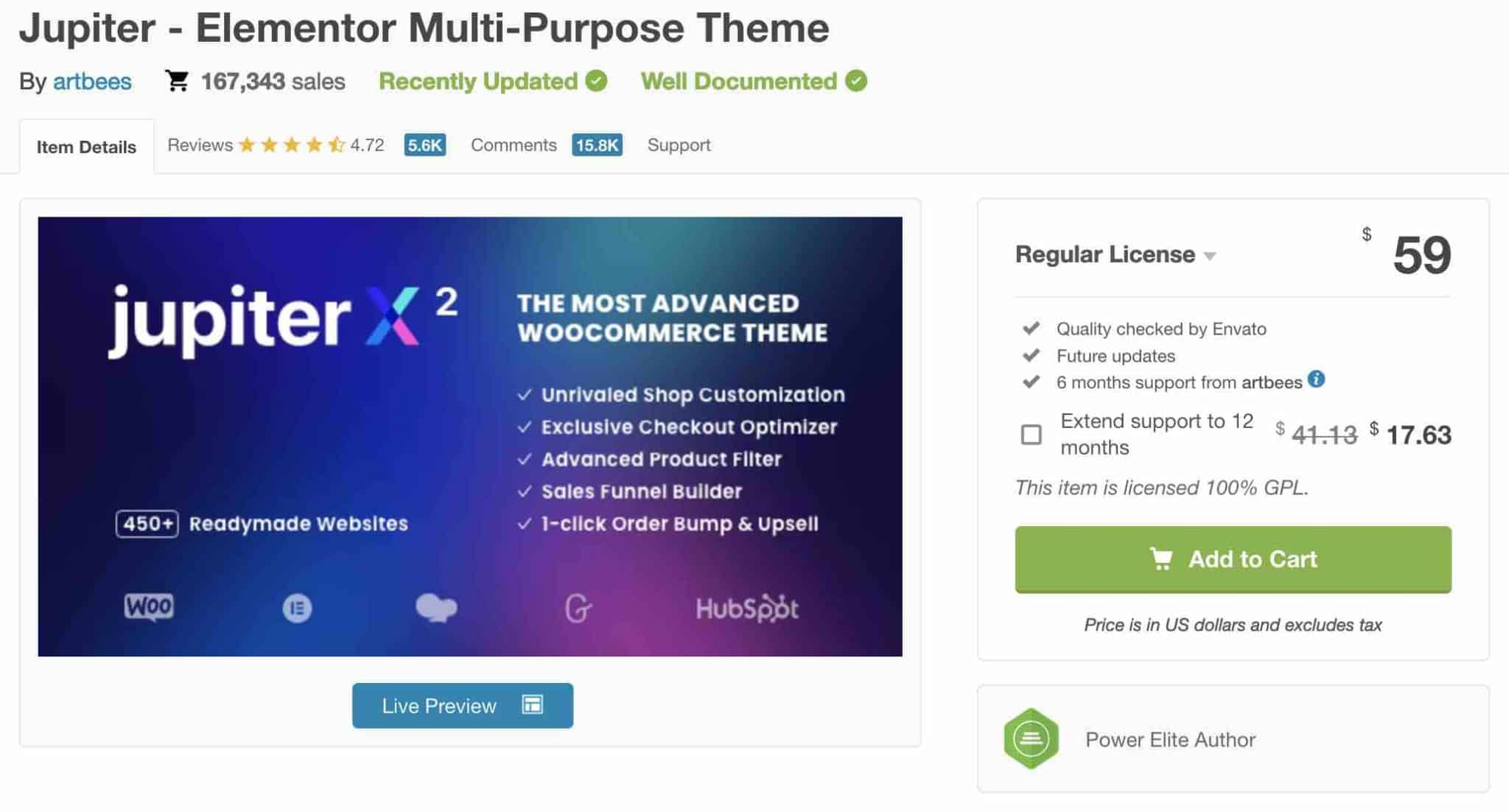 Le thème WordPress Jupiter est commercialisé sur ThemeForest.