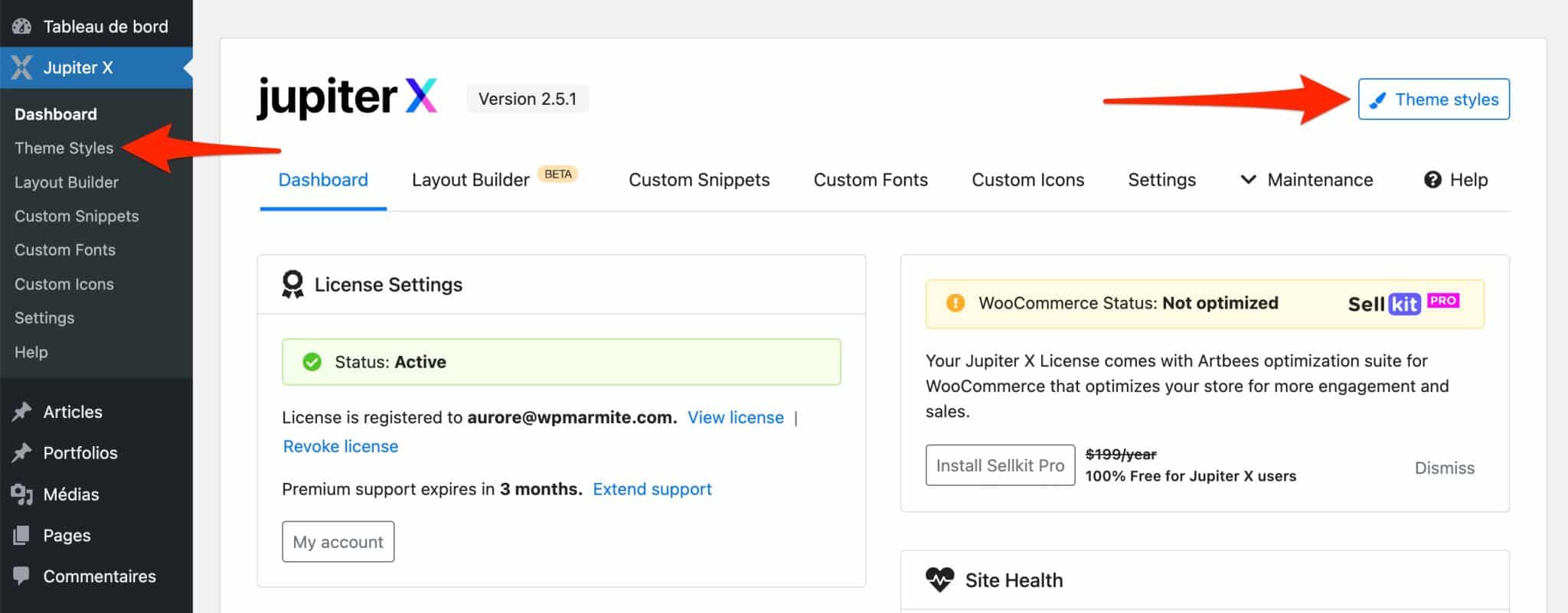 Jupiter X2 peut se personnaliser depuis le Customizer de WordPress.