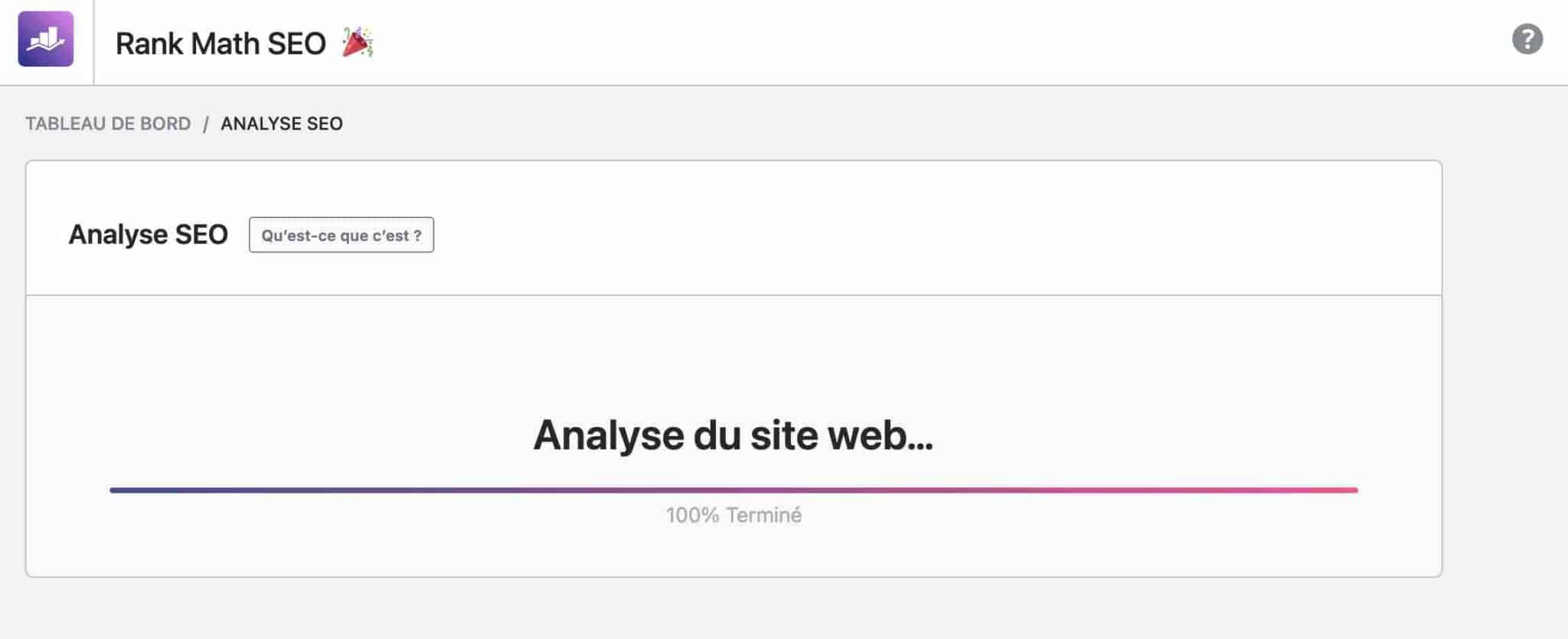 L'analyse SEO de Rank Math.