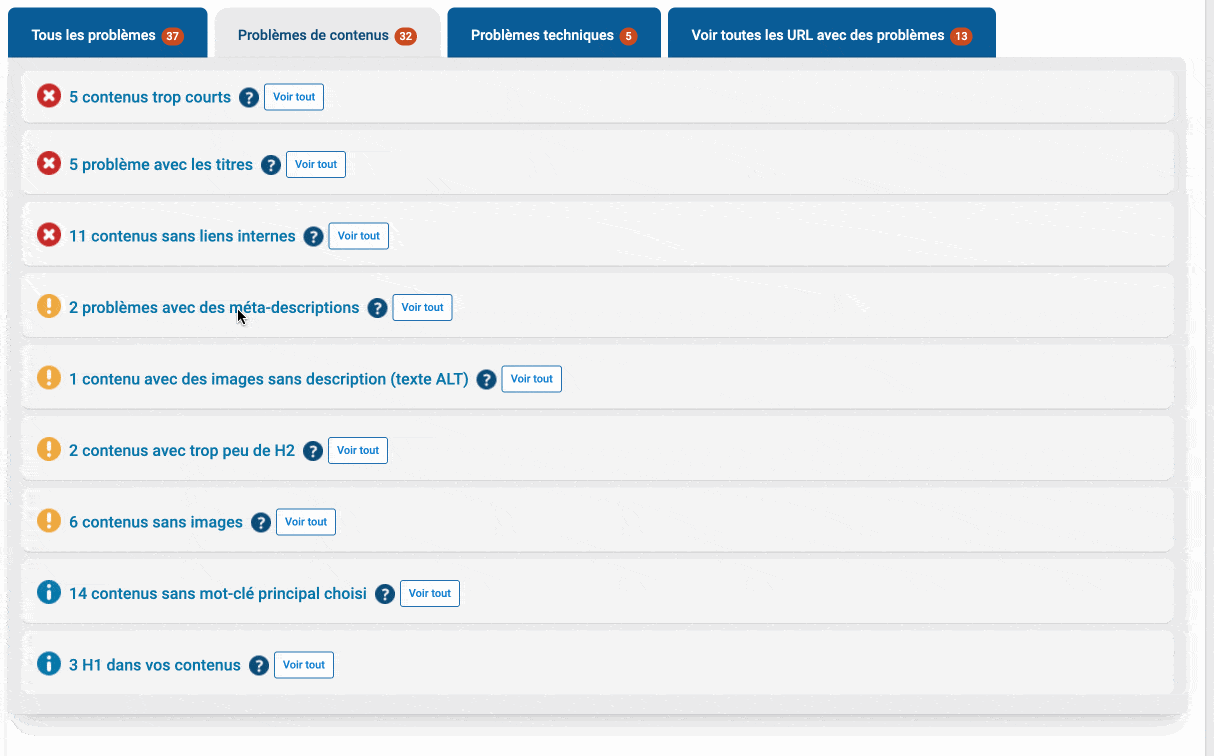 Le module d'audit de site du plugin SEO WordPress SEOKEY.