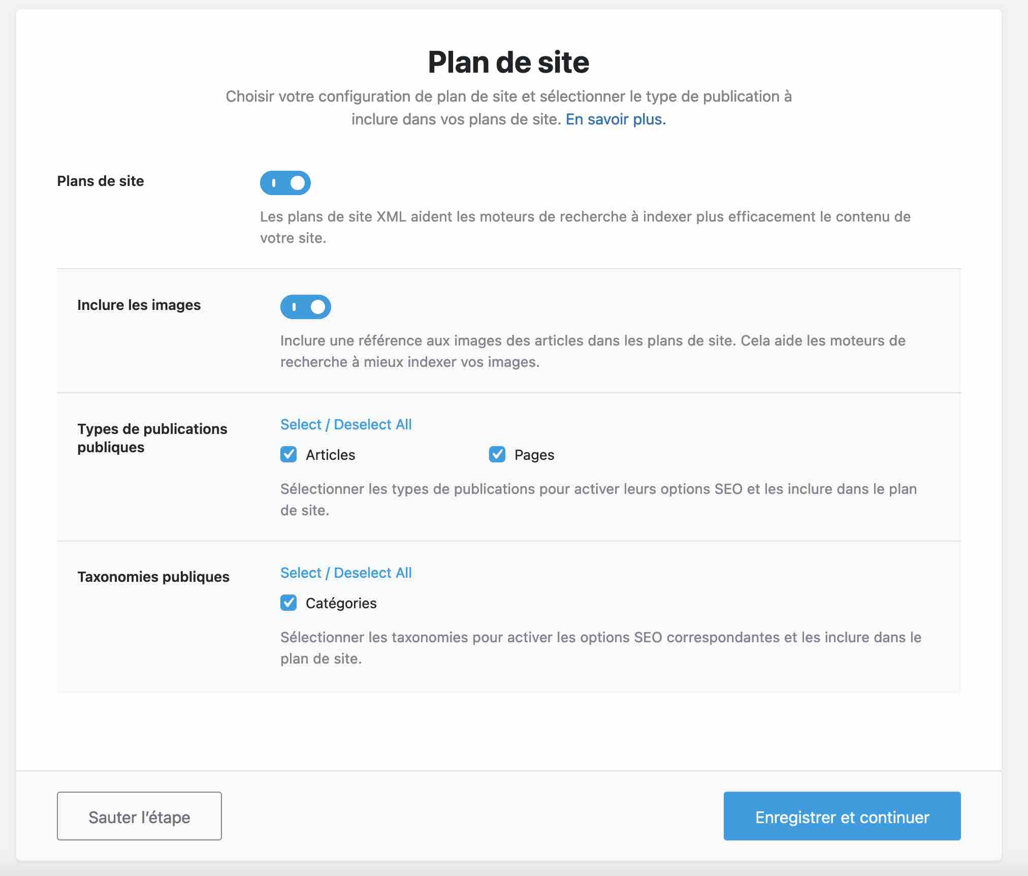 L'option Plan de site de Rank Math.