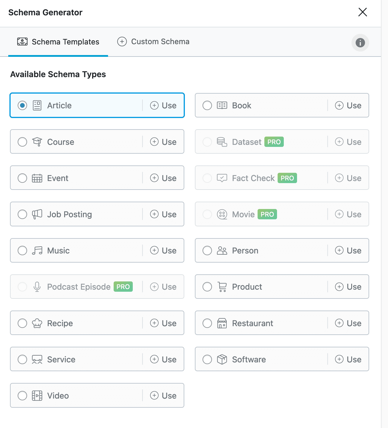 Rank Math allows you to easily add different types of rich snippets.