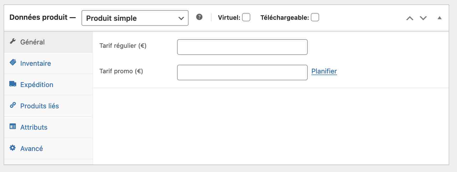 Les données produits de WooCommerce.
