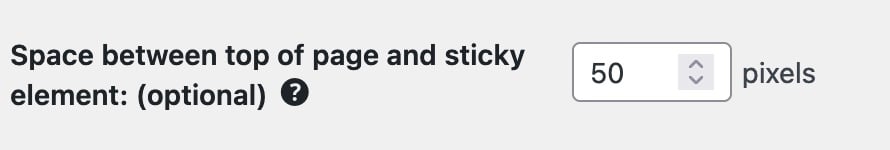 Réglages de l'espacement d'un élément sticky.