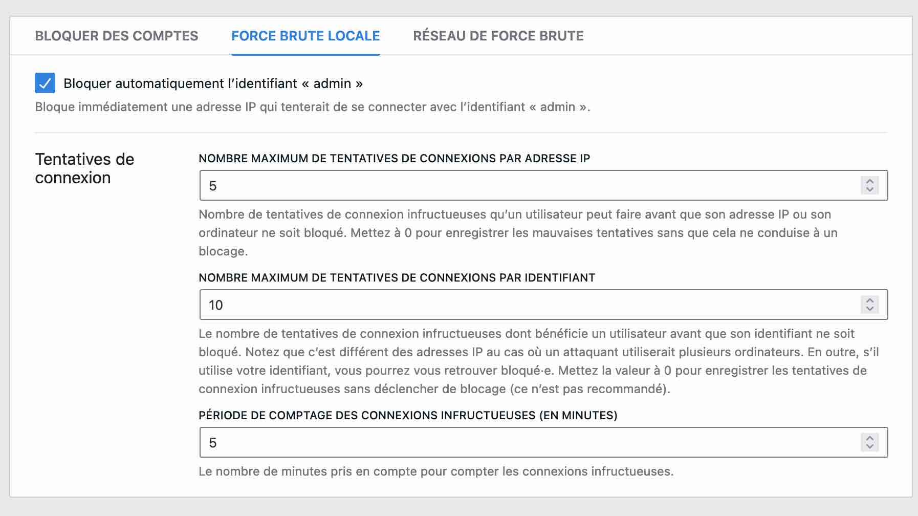 iThemes permet d'activer un réseau de force brute locale.
